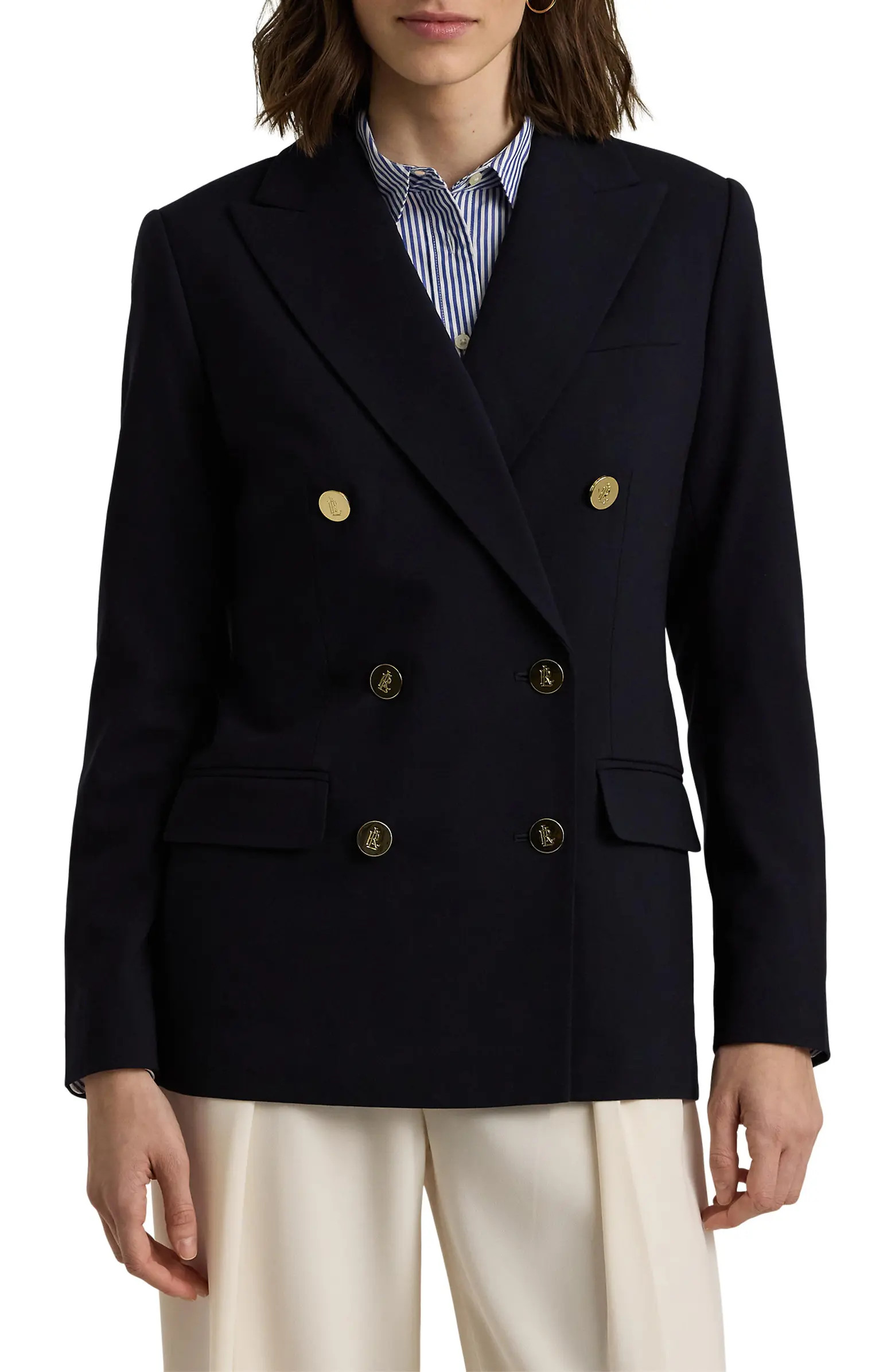 Double Breasted Stretch Wool Crepe Blazer | Nordstrom