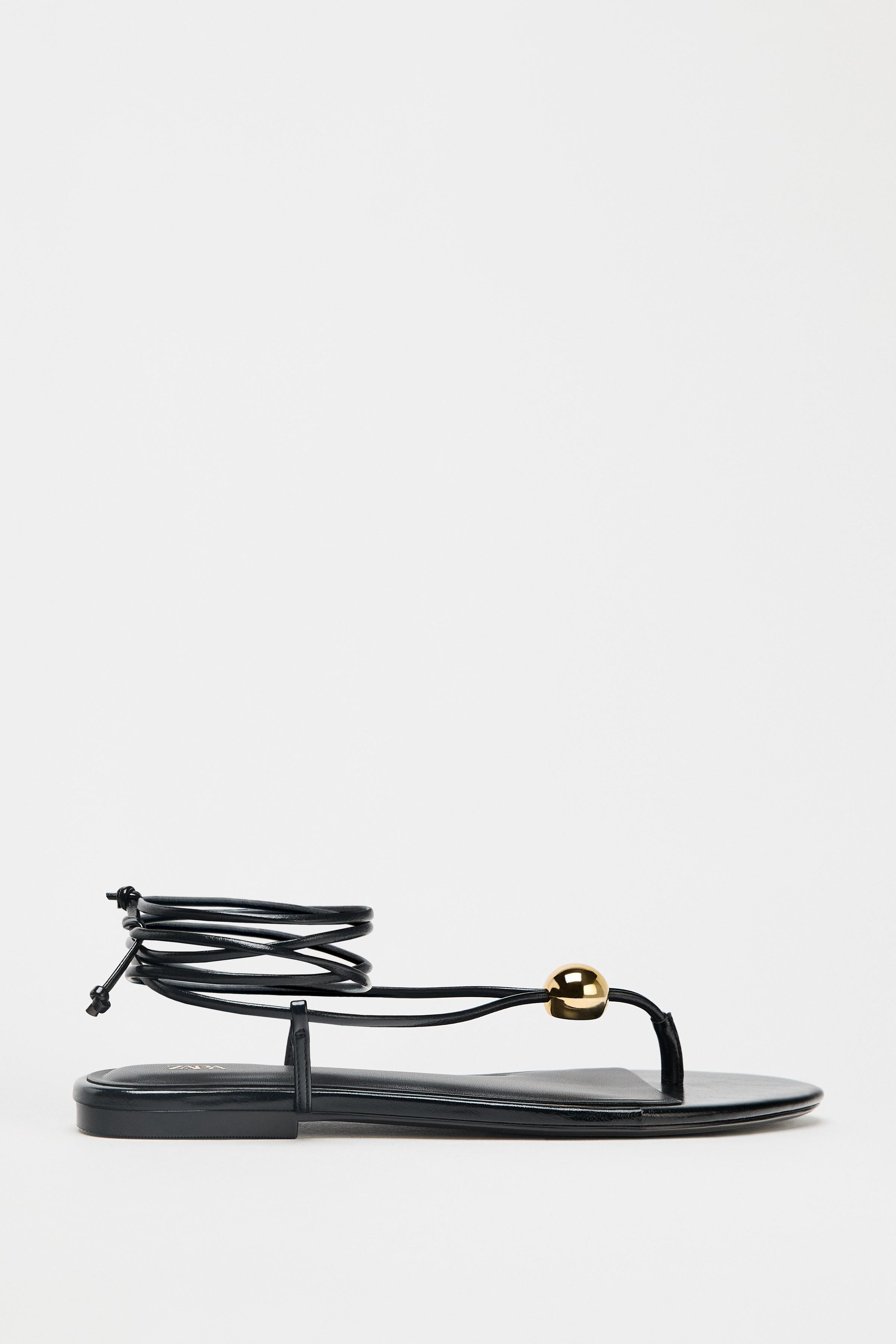 FLAT SANDALS WITH METAL APPLIQUÉ | Zara UK