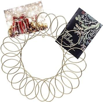 Red Co. Old Gold Metal Wreath - Wall Mount Christmas Card Holder - 17" Dia | Amazon (US)