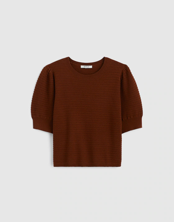 Merino Wool-Silk Blend Puff-Sleeve Sweater Tee | Madewell