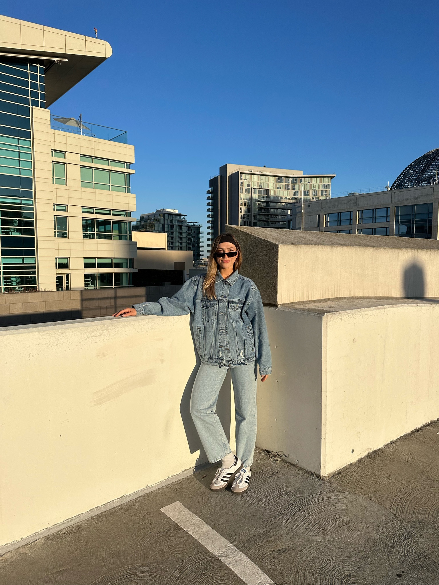 Wearing a size small in jean jacket. It’s an investment but I wear it allll the time!