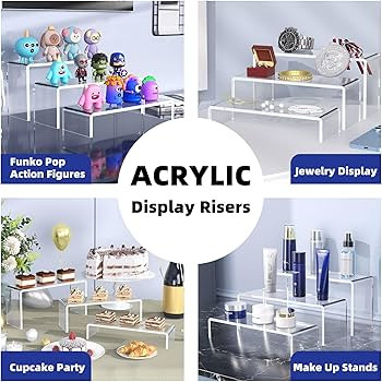 Goabroa Acrylic Display Risers, 2 Sets 6 Pcs Rectangular Acrylic Risers Display Stands, 4mm Thick... | Amazon (US)