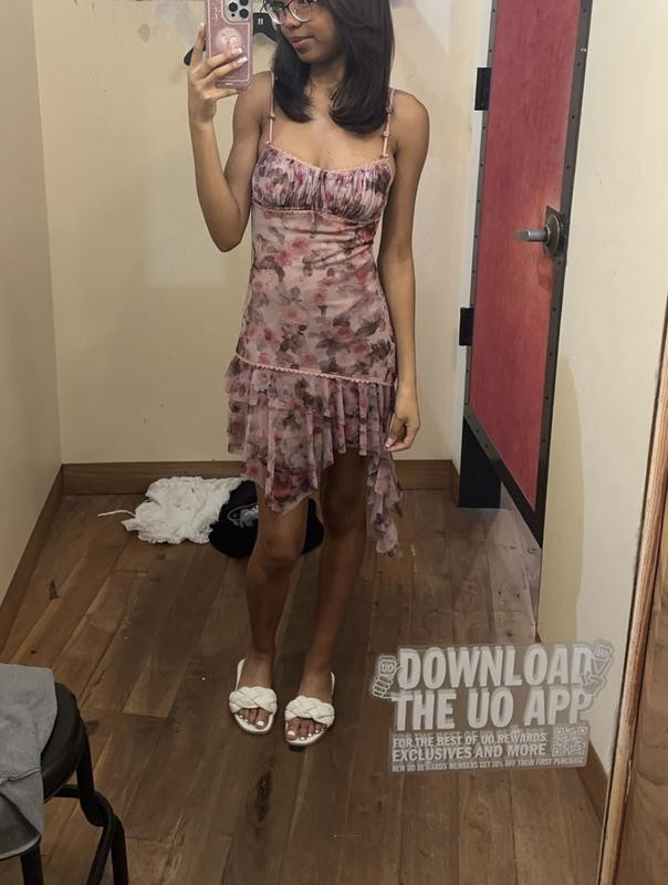 UO Rosebud Mesh Mini Dress | Urban Outfitters (US and RoW)