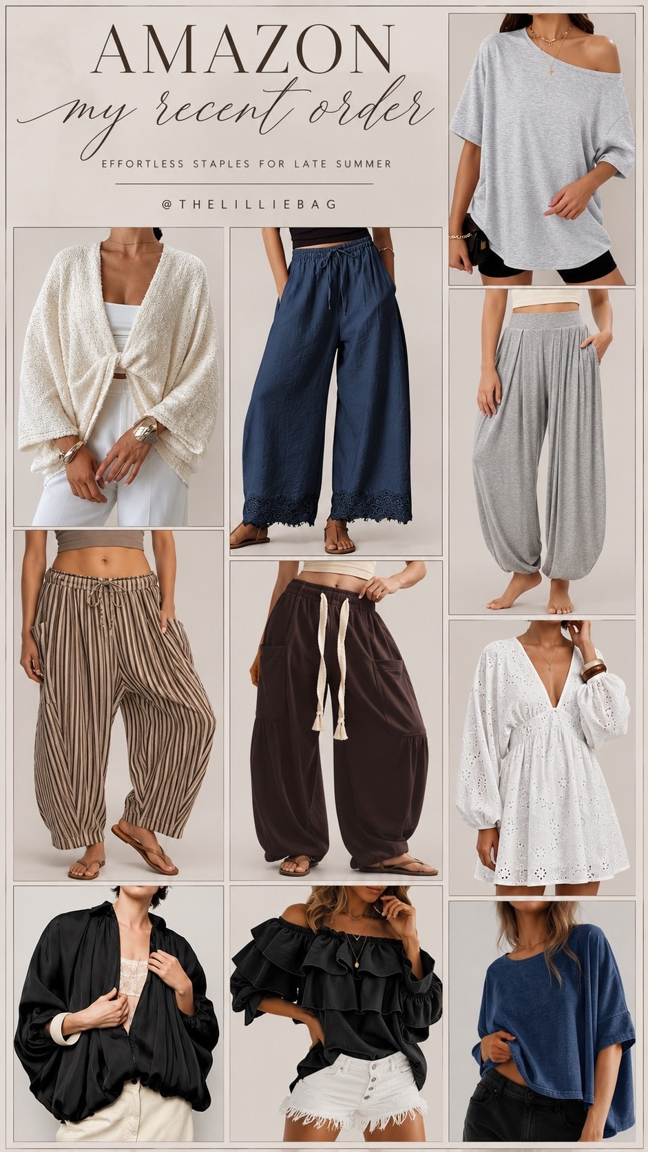 My latest Amazon order = 10/10 🤍 These are the pieces I'm most excited about lately... comfy, elevated, and so easy to style. 

Fall outfit. Summer outfit. Pants. Travel. Travel look.

#LTKootd #LTKSeasonal #LTKTravel