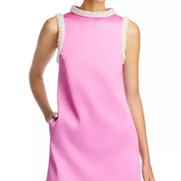 Self-Portrait Pink Mini Dress with White Trim | Poshmark