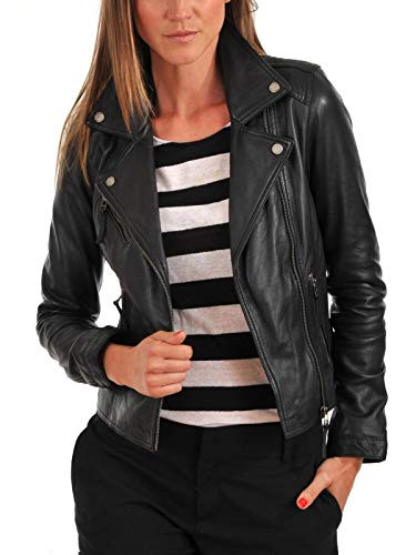 LEATHER FAIR WOMEN'S LEATHER JACKET Bomber Motorcycle Biker Real Lambskin Leather Jacket for Womens Black 57 M | Amazon (US)
