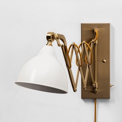 29" x 12.7" Accordion Metal Wall Lamp Gold/White - Threshold™ | Target