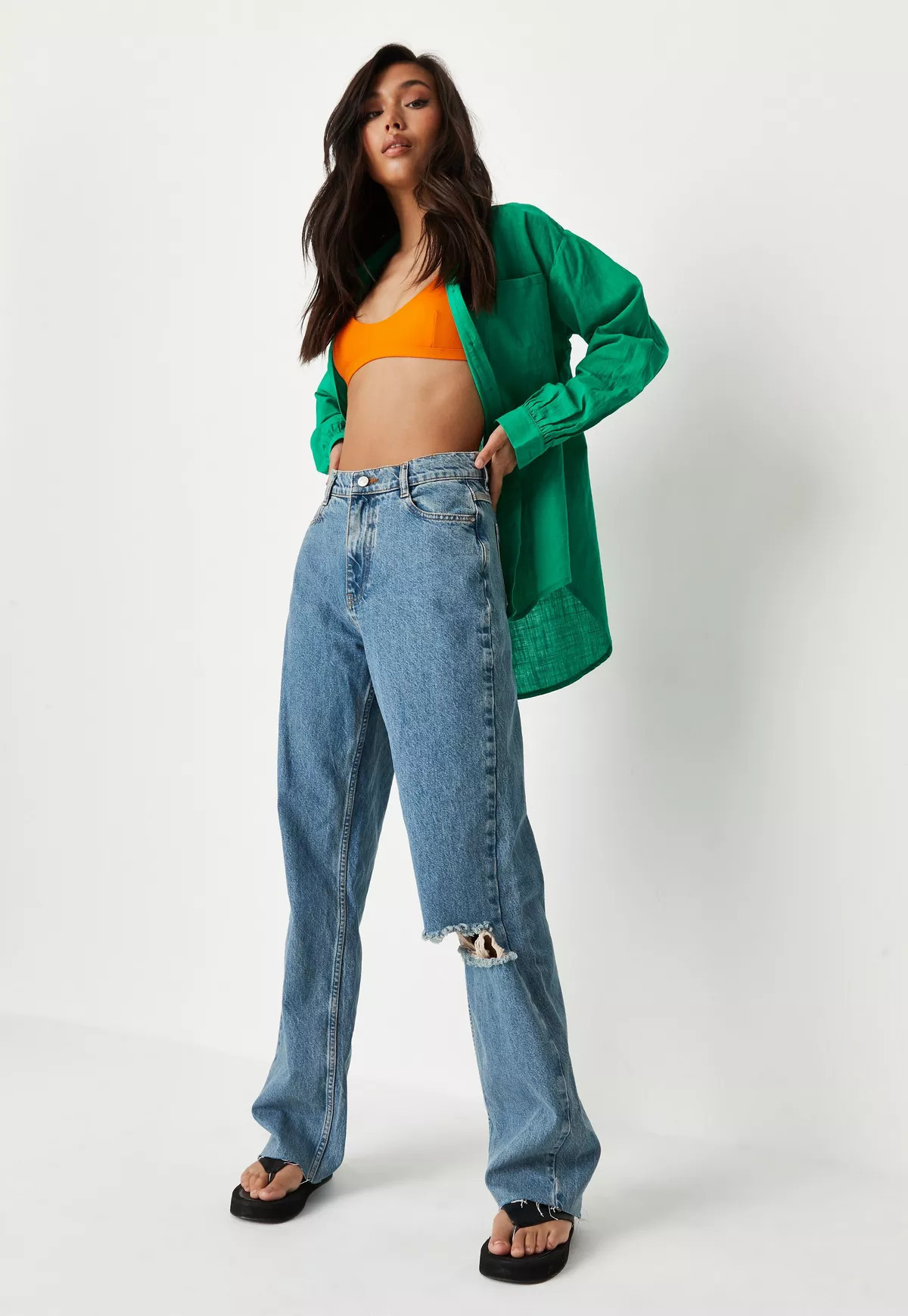 Missguided - Sarah Ashcroft x Missguided Blue Washed Baggy Boyfriend Jeans | Missguided (US & CA)