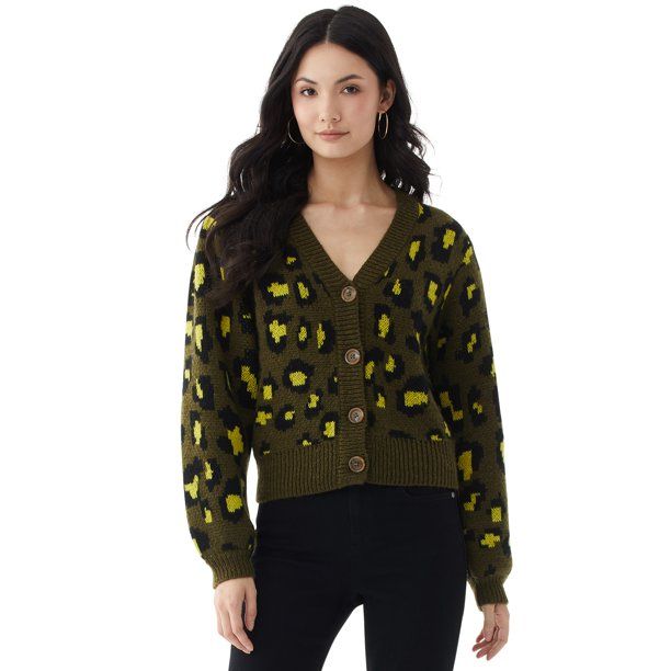 Scoop Women's Cropped Leopard Print Cardigan | Walmart (US)