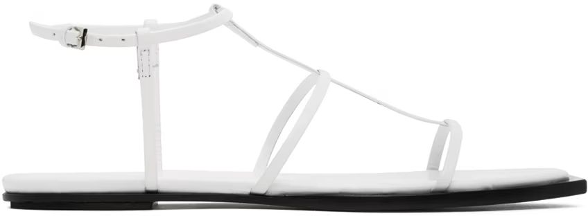 White T Bar Flat Sandals | SSENSE