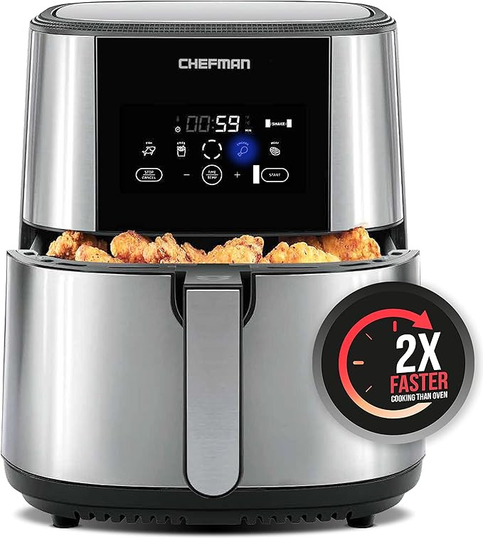 CHEFMAN Large Air Fryer Max XL 8 Qt, Healthy Cooking, User Friendly, Nonstick Stainless Steel, Di... | Amazon (US)