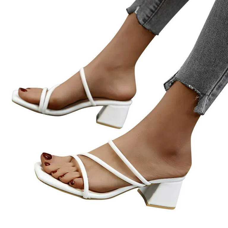 LIANGP Women's Sandals Fashion Womens High Heels Breathable Slip-On Shoes Casual Toe Knob Sandals... | Walmart (US)