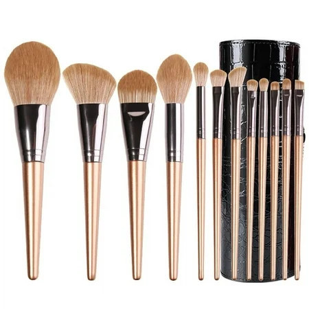 12 Light Brown Makeup Brushes Set Complete Makeup Tools Loose Powder Brush Blush Nose Shadow Brush Beauty Tools | Walmart (US)