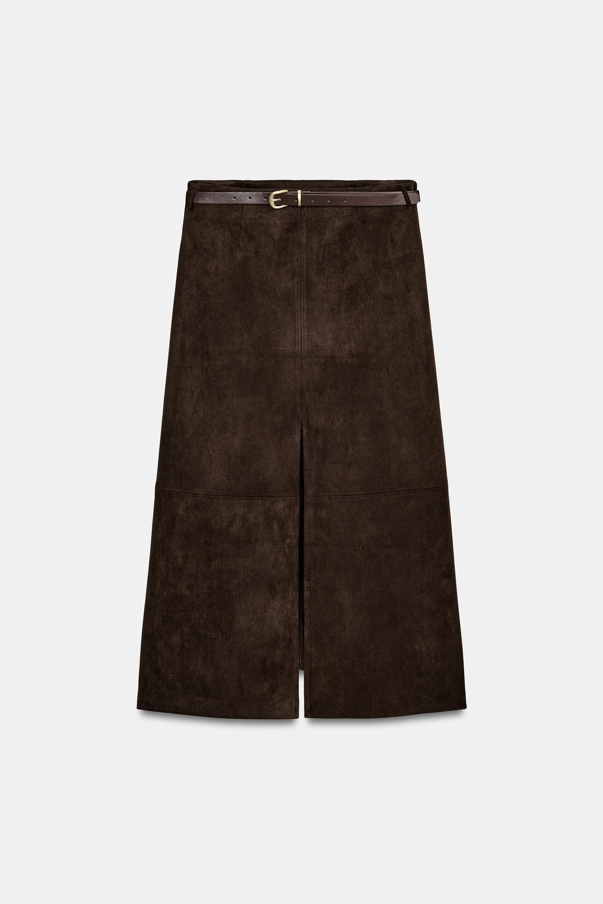 FAUX SUEDE SKIRT WITH BELT | Zara FR