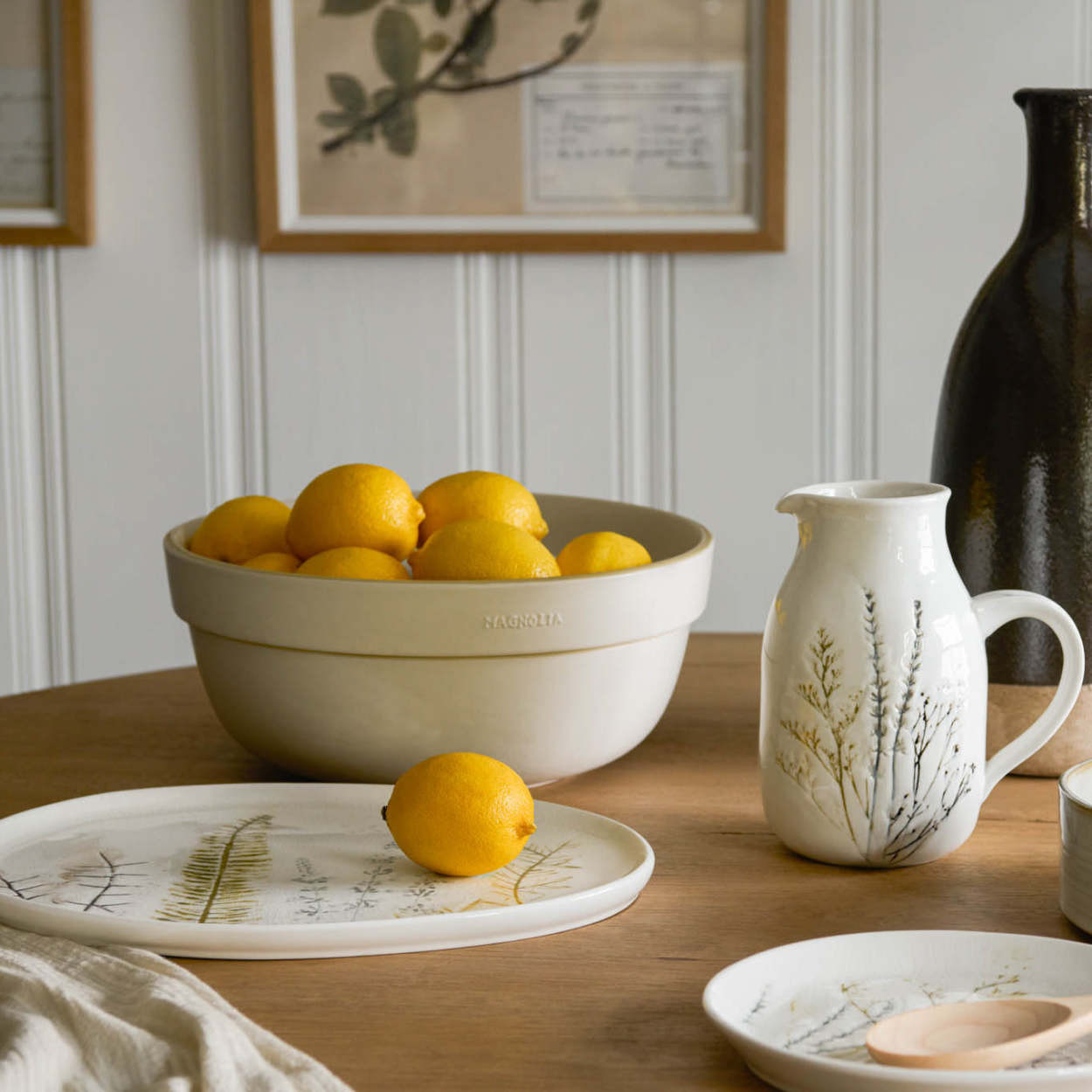 Pressed Floral Ceramic Pitcher | Magnolia