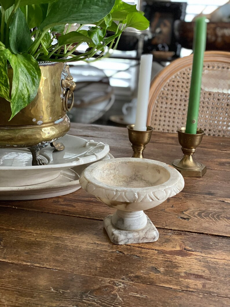 Beautiful Carved Italian Alabaster Bird Bath Fabulous Shelfie or Porch Decor - Etsy | Etsy (US)