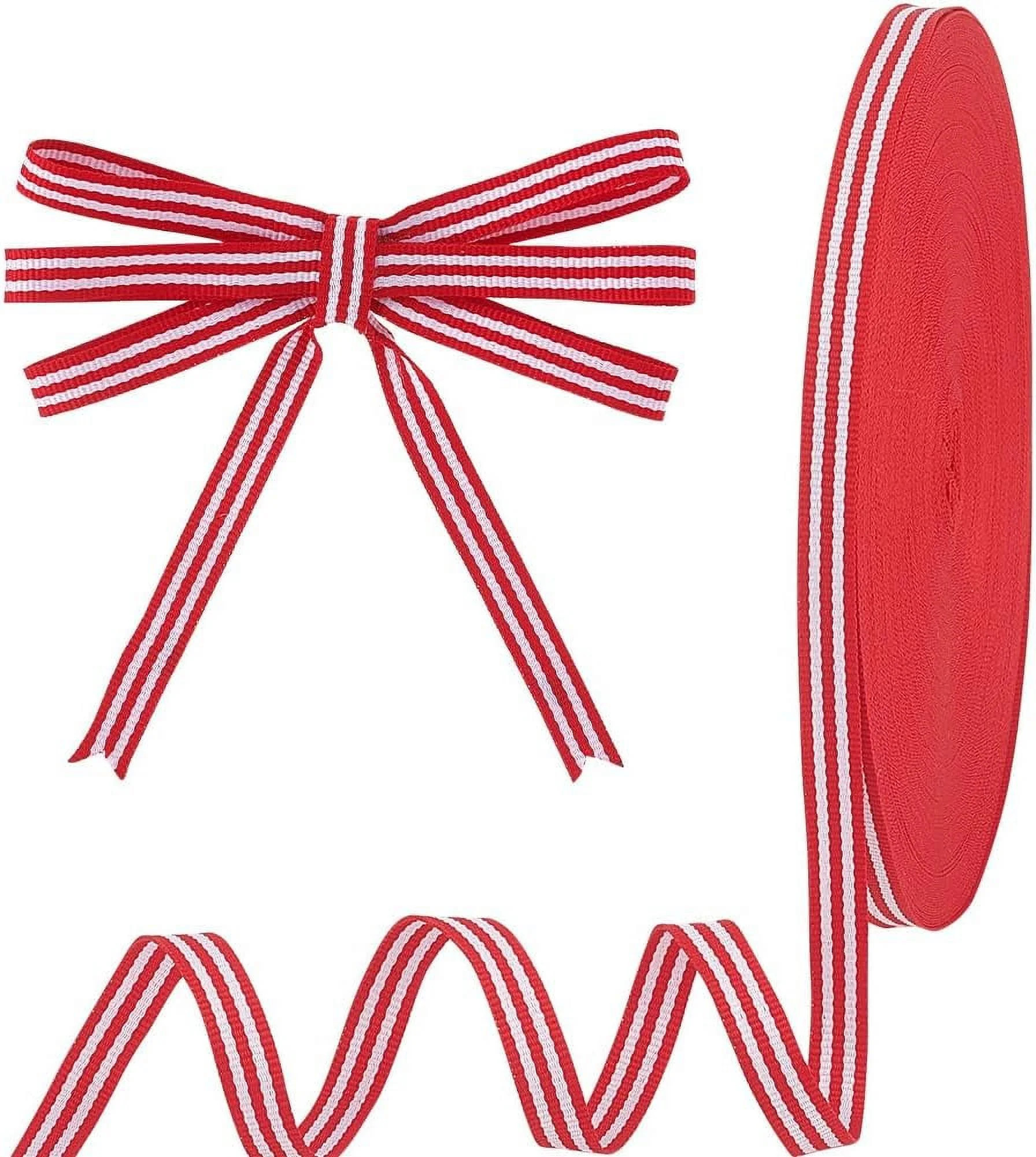 50 Yards Red White Striped Ribbon 3/8 Inch Grosgrain Ribbon Polyester Fabric Candy Cane Ribbon fo... | Walmart (US)