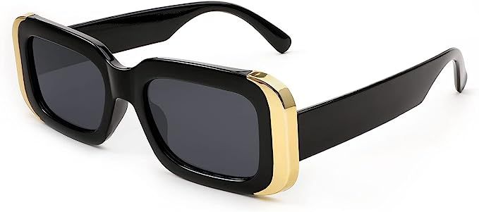 Louriy Rectangle Sunglasses for Women Retro Fashion Driving Glasses Trendy Narrow Square Frame UV... | Amazon (US)