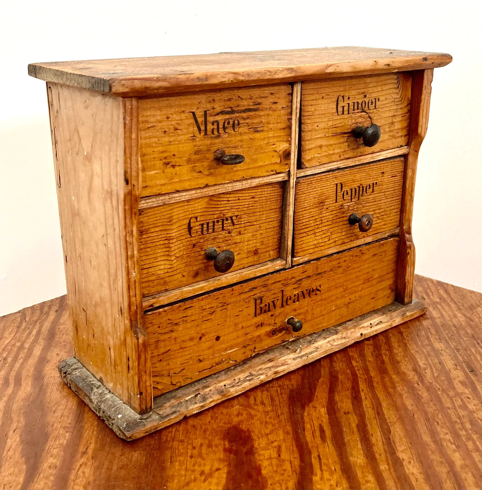 Victorian five drawer pine spice cabinet wooden desk industrial specimen collectors jewellery box... | Etsy (US)