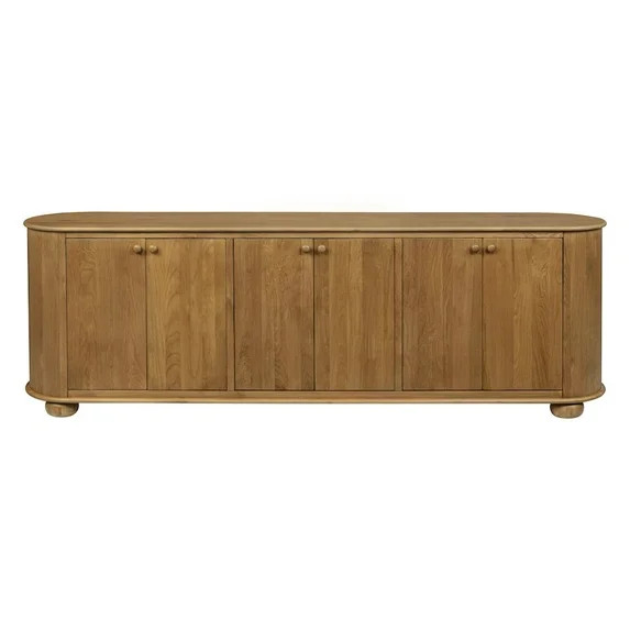 Astrid 6-Door Sideboard in a Mid-Century Natural Finish on Oak Solid Wood | Walmart (US)