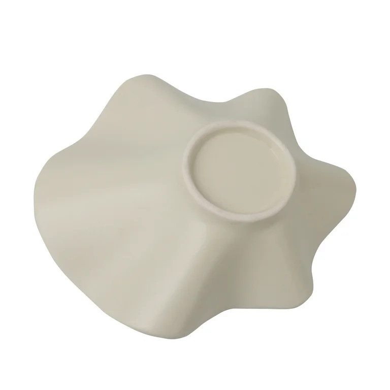 Home Decor Collection Ruffle Shaped Off-White Ceramic Indoor Tabletop Decorative Bowl - Walmart.c... | Walmart (US)