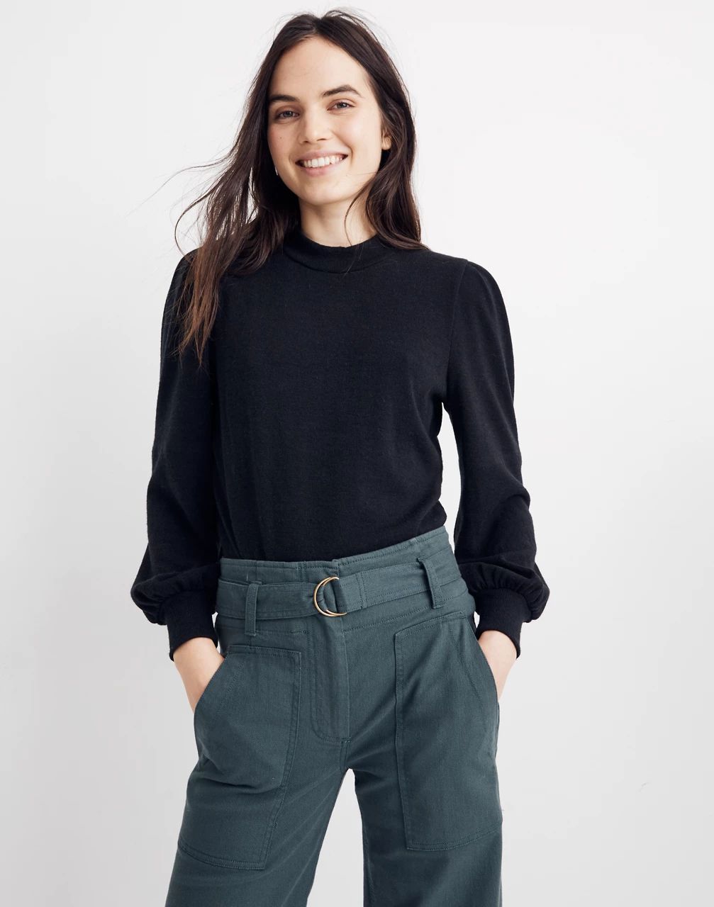 Puff-Sleeve Mockneck Top | Madewell