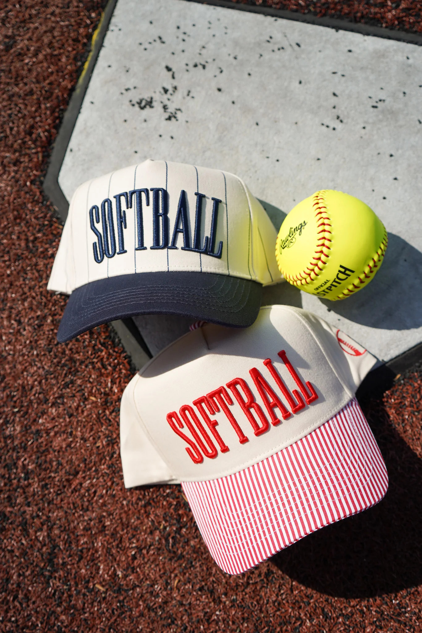 Softball - Striped Trucker Hat | KenzKustomz