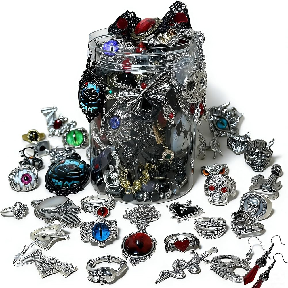 Mystery Jewelry Jar for Women, Gothic Witchy Jewelry Gift Set(Goth Boho Mixed Punk Everyday Neckl... | Amazon (US)