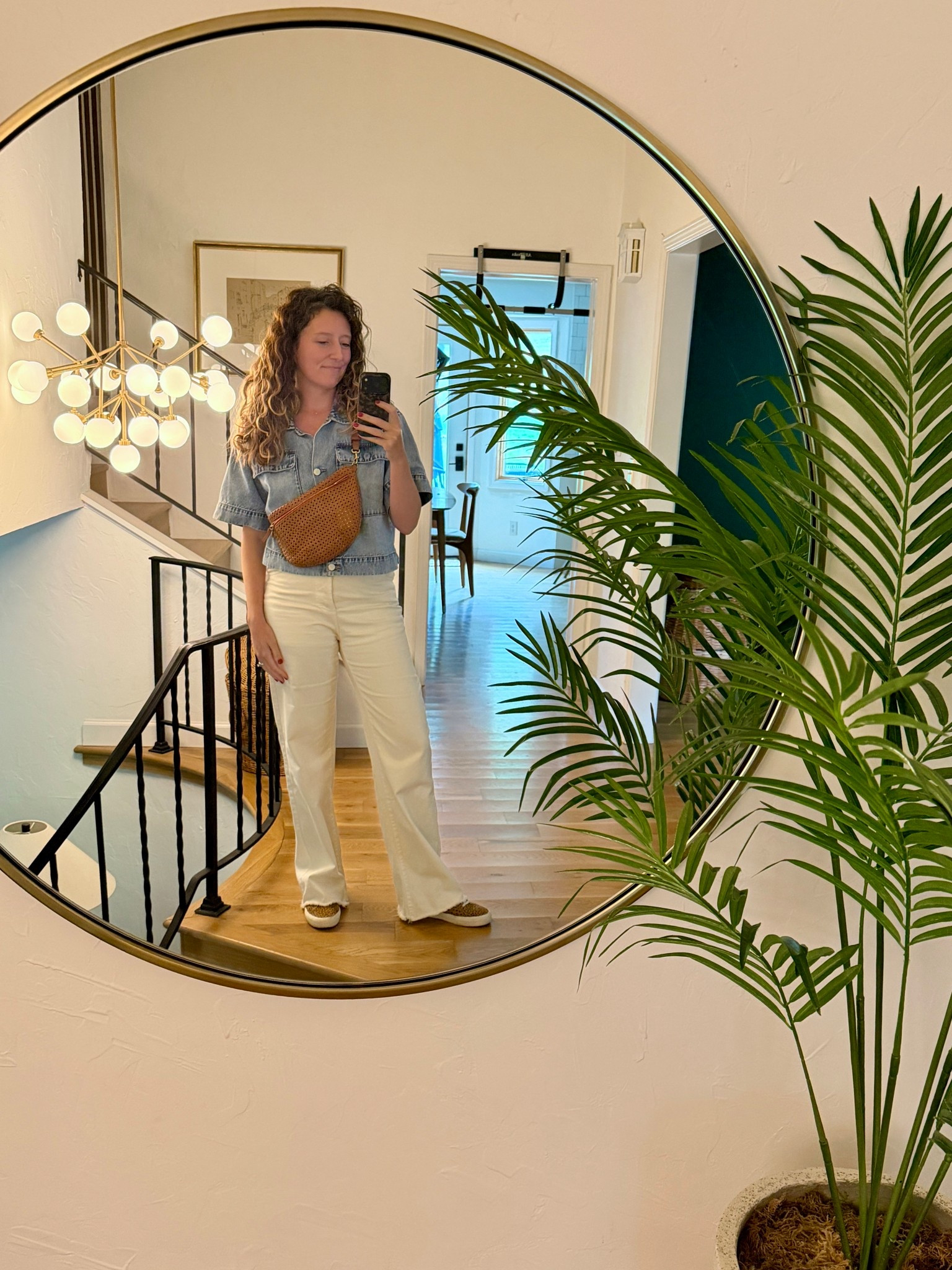 Shirt is by Habitual and it’s an oversized fit. I can’t find the exact one but you might be able to find it on Poshmark. I’d search “short sleeve jean shirt or jacket.” Spy the pull up bar. 😂

#LTKSeasonal #LTKOver40