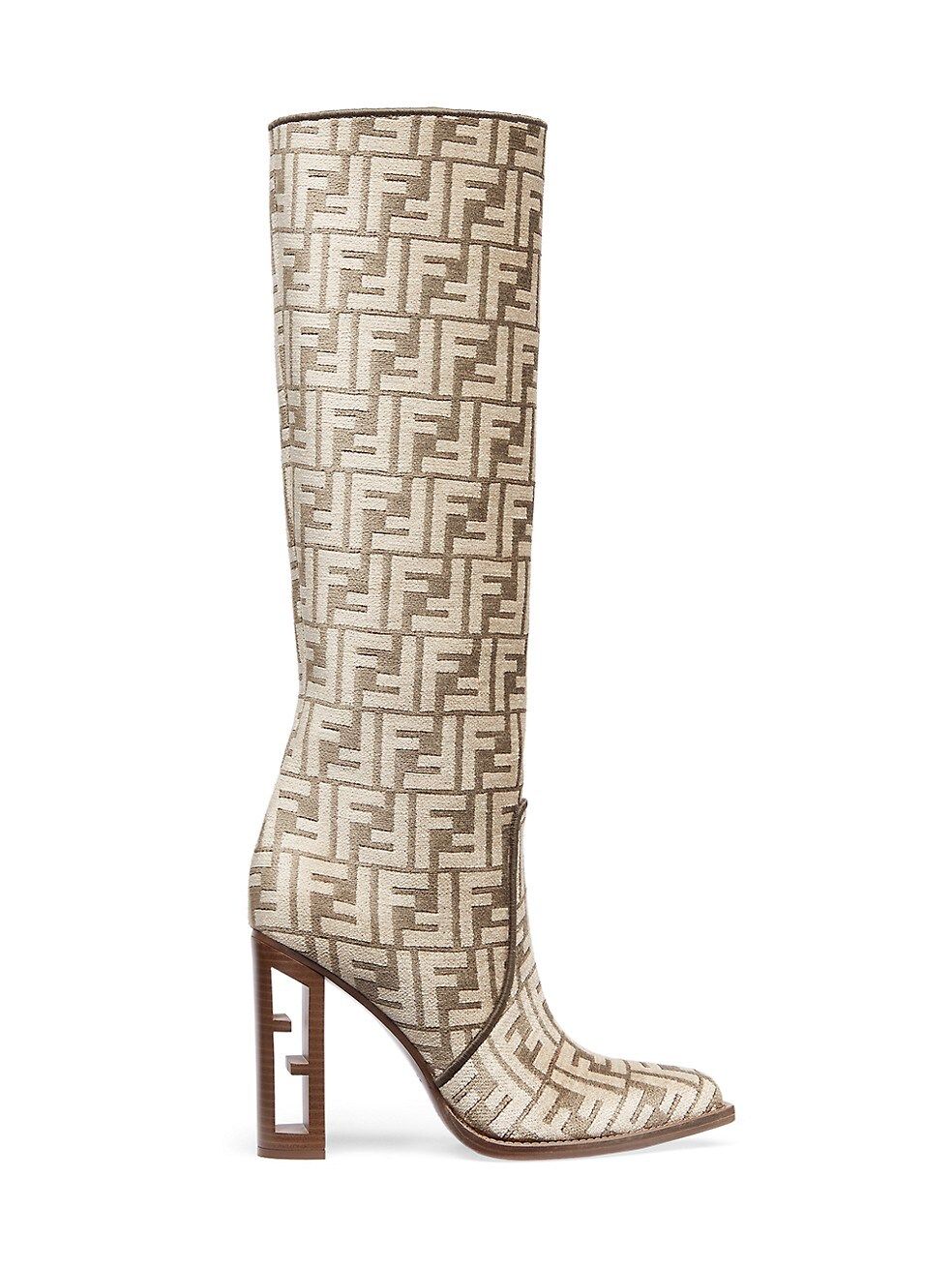 Jacquard FF Sculptural-Heel Tall Boots | Saks Fifth Avenue