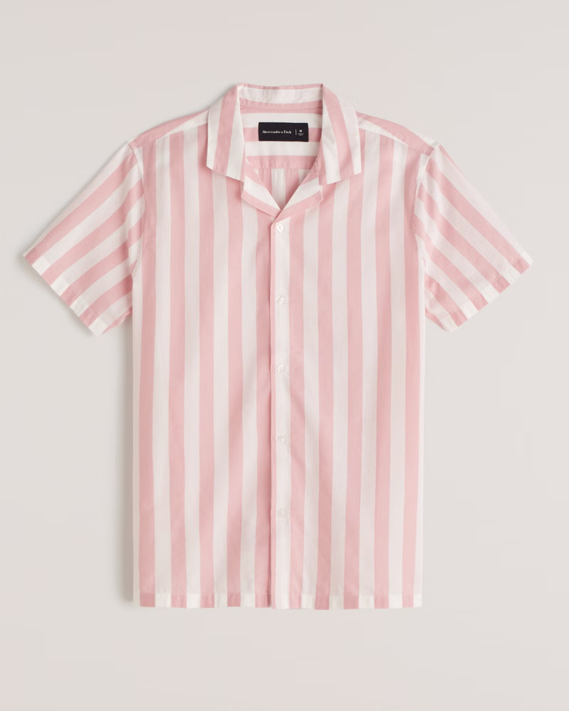 Short-Sleeve Camp Collar Button-Up Shirt | Abercrombie & Fitch (US)