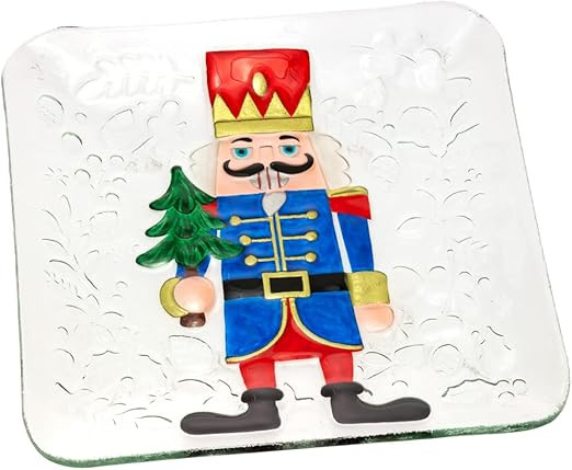 Boston International Christmas Winter Holiday Glass Serving Plate, 12 x 12-Inches, Nutcracker wit... | Amazon (US)