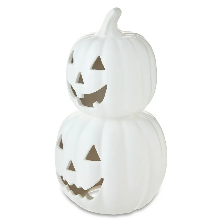 Stacked Pumpkins Tabletop Decor, White, 11.25", Halloween by Way To Celebrate | Walmart (US)