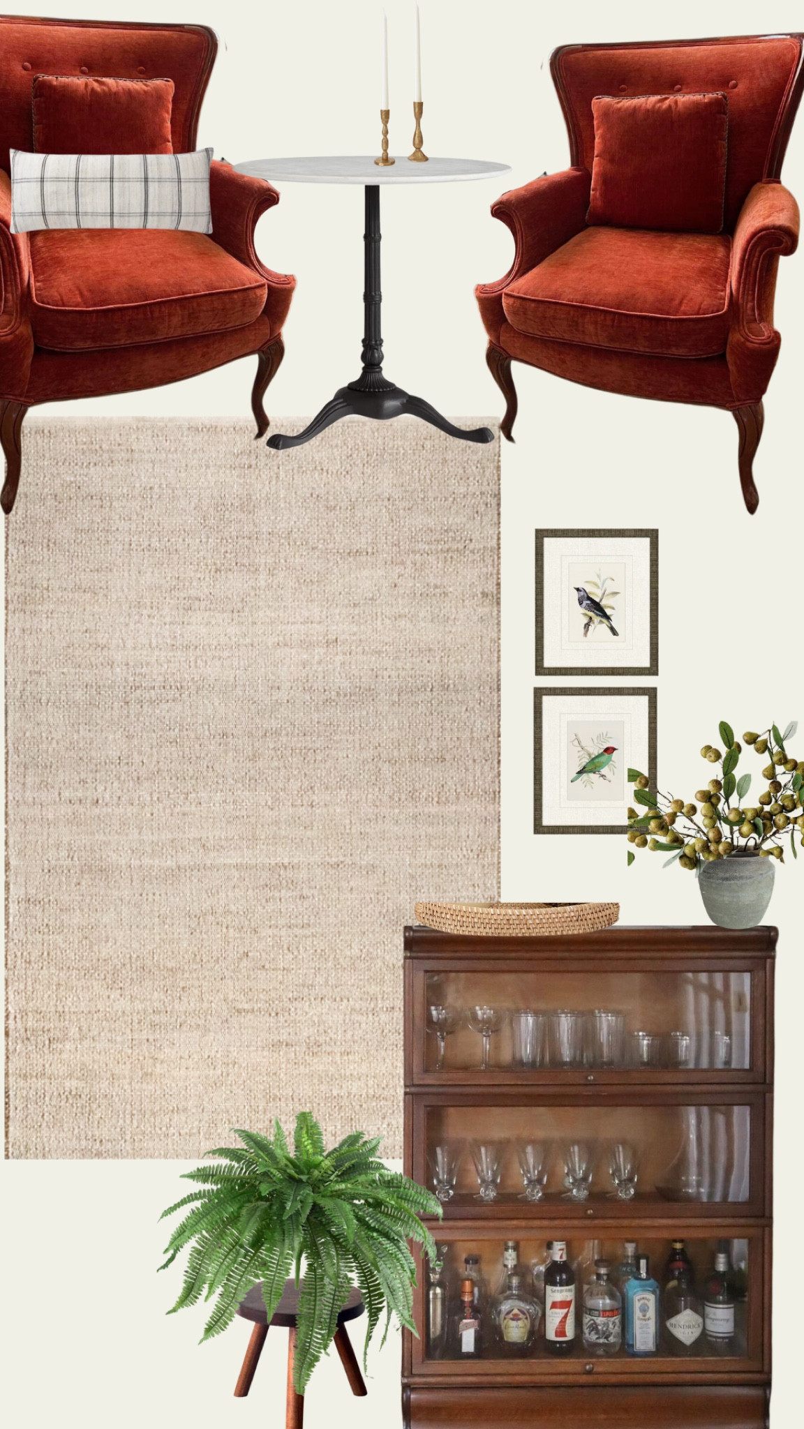 Styled sitting room in Victorian Farmhouse! 

Bar, marble bistro table, vintage chairs, barrister bookcase, art, plants, stool, faux stems 

#LTKhome #LTKstyletip