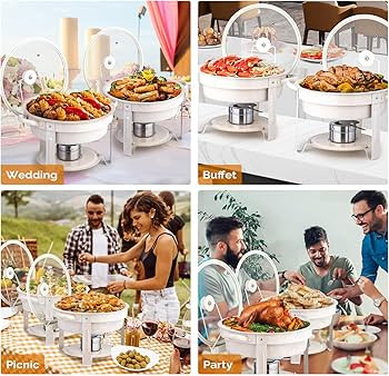 ROVSUN 5QT Chafing Dishes for Buffet 4 Pack, [Game Changer Maifanite-Coated] Chafing Dish Buffet ... | Amazon (US)