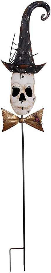 Veclotch Halloween Skull Stake Decoration Rustic Metal Skull Head Decor Wearing Hat Tie Garden Ya... | Amazon (US)