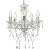 Chandelier with Crystal Beads Silver Round 5 x E14 VD23198 - Hommoo | ManoMano UK