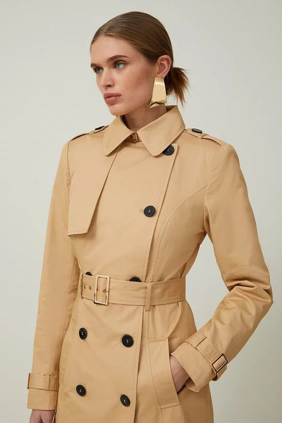 Tailored Classic Belted Trench Coat | Karen Millen | Karen Millen UK + IE + DE + NL