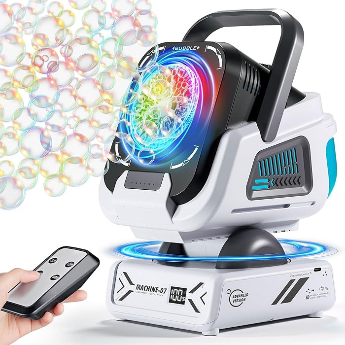 2025 Upgraded Bubble Machine with Remote Control, Automatic Rotation & RGB Lights, 1800mAh Rechar... | Amazon (US)
