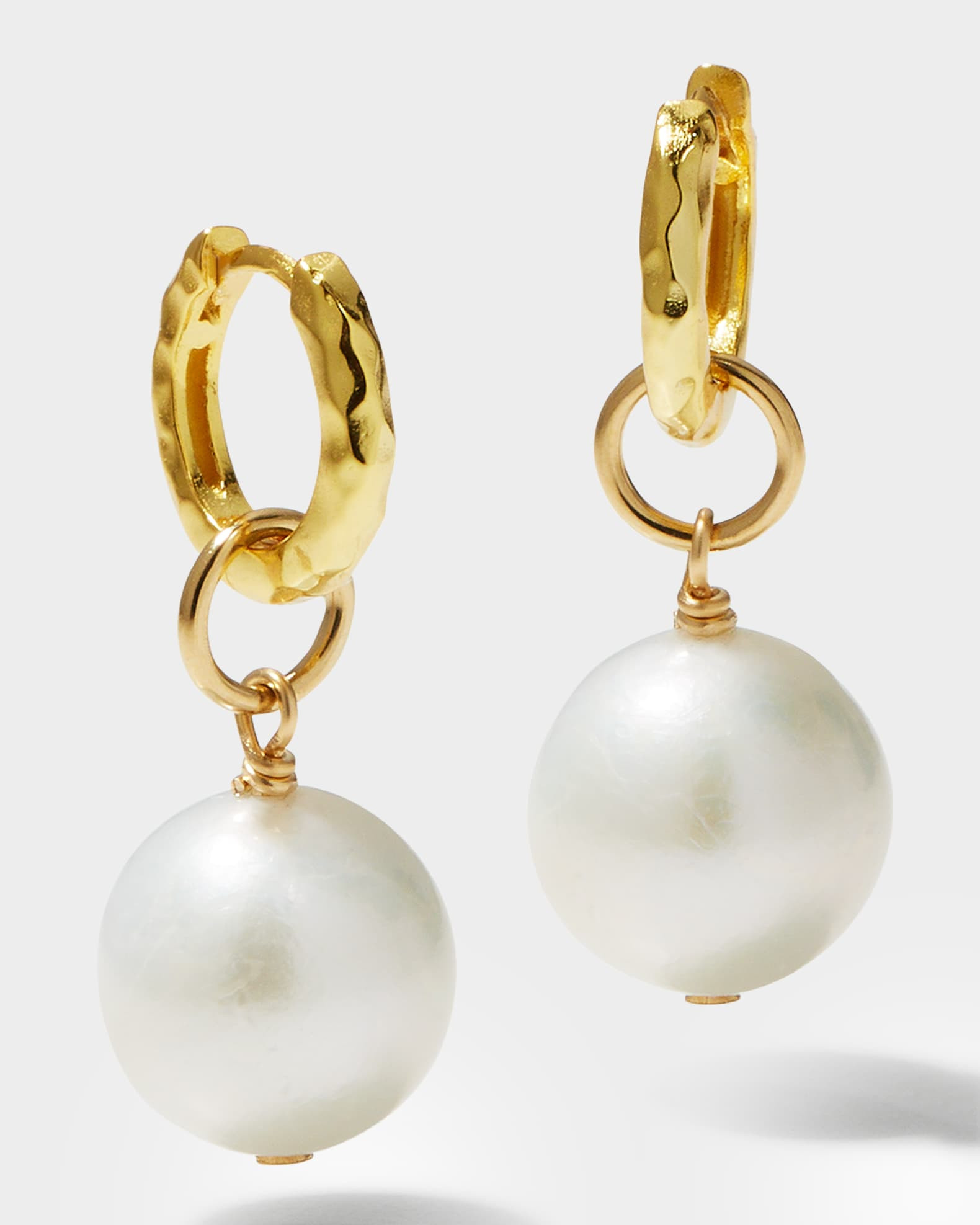 Margo Morrison Freshwater Pearl Hammered Huggie Earrings | Neiman Marcus