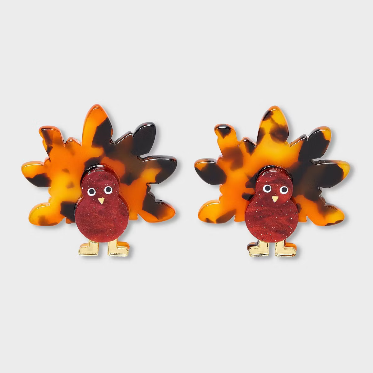 Thanksgiving Turkey Stud Earrings - Brown/Orange | Target