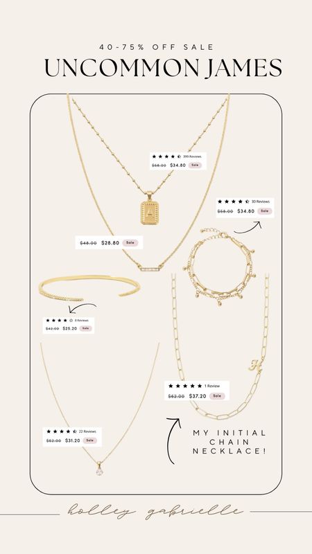Noticed Uncommon James is having a big sale! 40-75% off sitewide right now😍 my chain initial necklace is on sale + my two bracelets! 

Jewelery / for her / casual / Holley Gabrielle 

#LTKsalealert #LTKstyletip #LTKfindsunder50