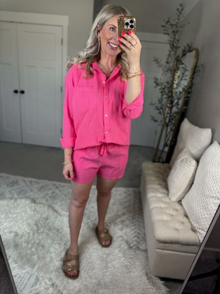 Weekend Walmart wins try on
Pink button down coverup top- medium 
Coverup shorts- medium 

#LTKSeasonal #LTKStyleTip #LTKFindsUnder50