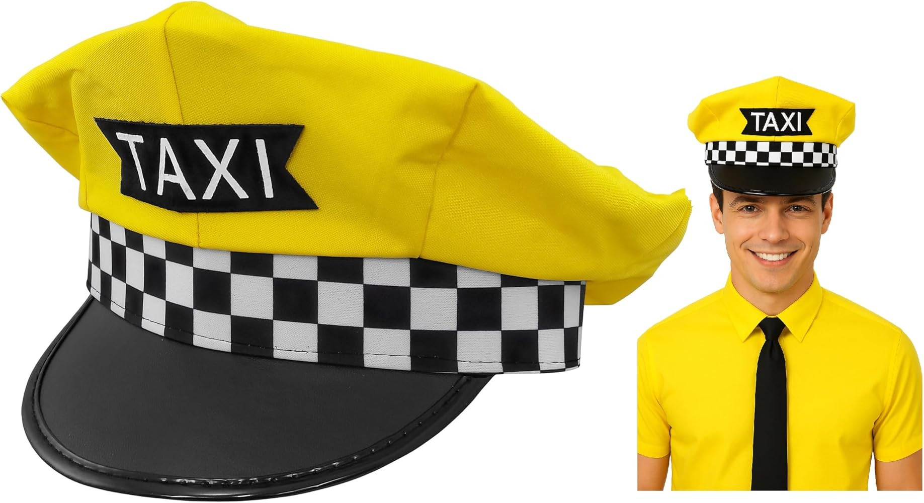 Nicky Bigs Novelties Yellow Taxi Driver Hat Classic Cab Driver Festival Cap Adjustable Unisex Sna... | Amazon (US)