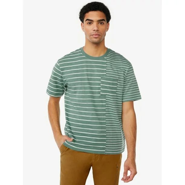 Free Assembly Men's Off Set Stripe Pocket Tee with Short Sleeves | Walmart (US)
