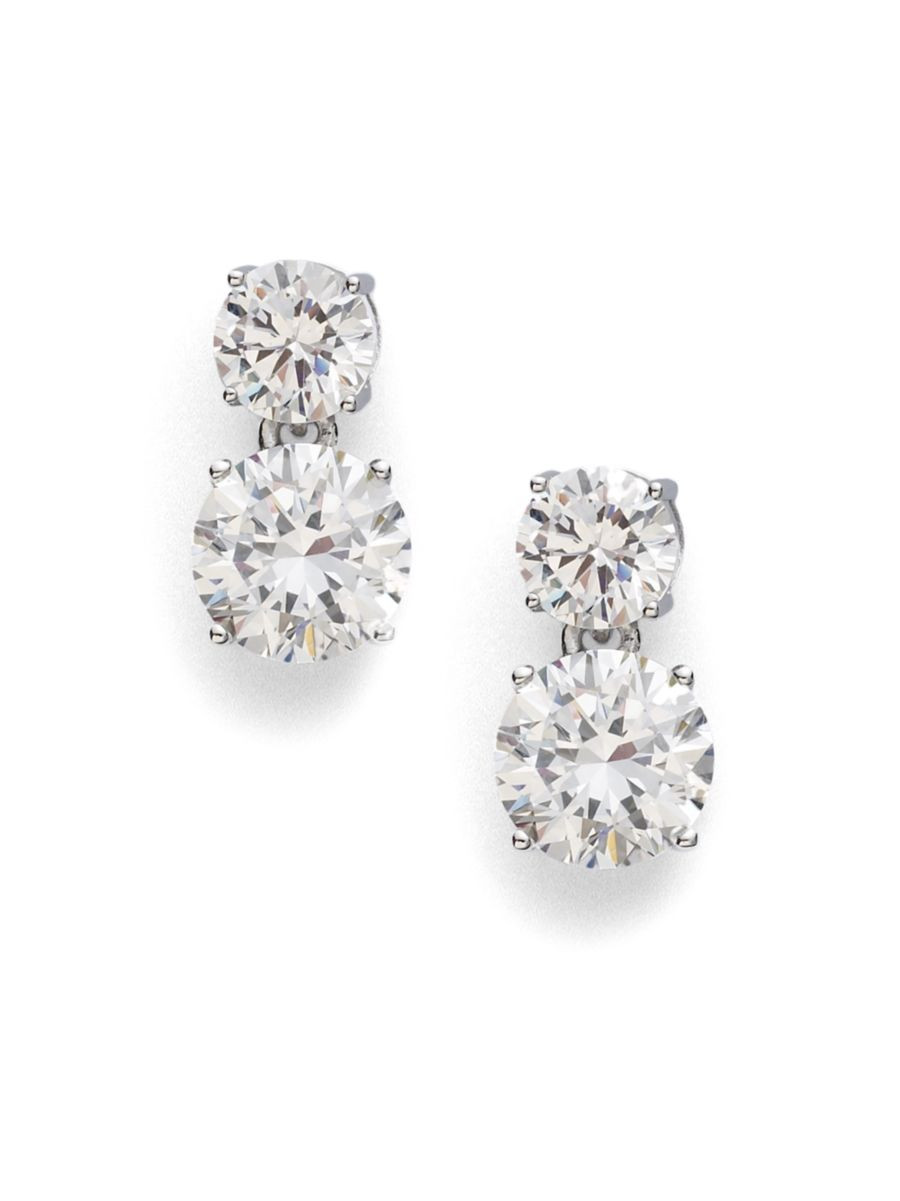 Adriana Orsini Sterling Silver &amp; Cubic Zirconia Double-Drop Earrings | Saks Fifth Avenue