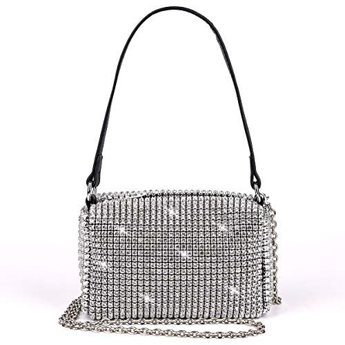 Bling Bling Crystals Evening Clutch Bag for Women Girls Sparkling Crossbody Bag Wedding Prom Party Club Purses Handbags White Diamonds | Amazon (US)