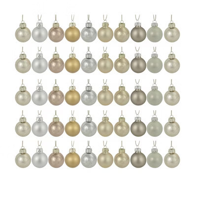 Northlight 3 Finish Glass Christmas Ball Ornaments - 1.25" (30mm) - Multi-Neutral Colors - 50ct | Target
