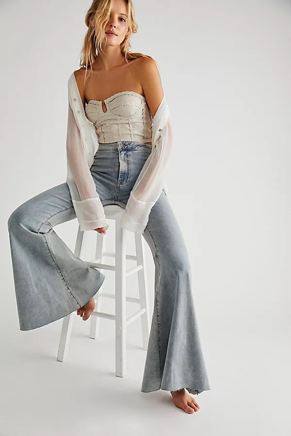 Just Float On Flare Jeans by We The Free at Free People, Sea Mist, 29 | Free People (Global - UK&FR Excluded)