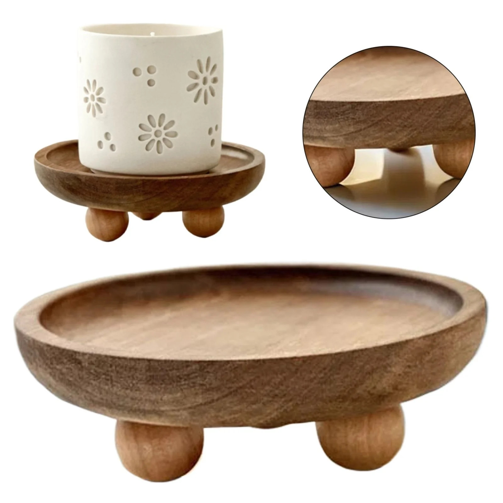 Wood For Display Small Wooden Pedestal Stand Decor Tray For Candles Plants Bottles Mini Vases Soa... | Walmart (US)